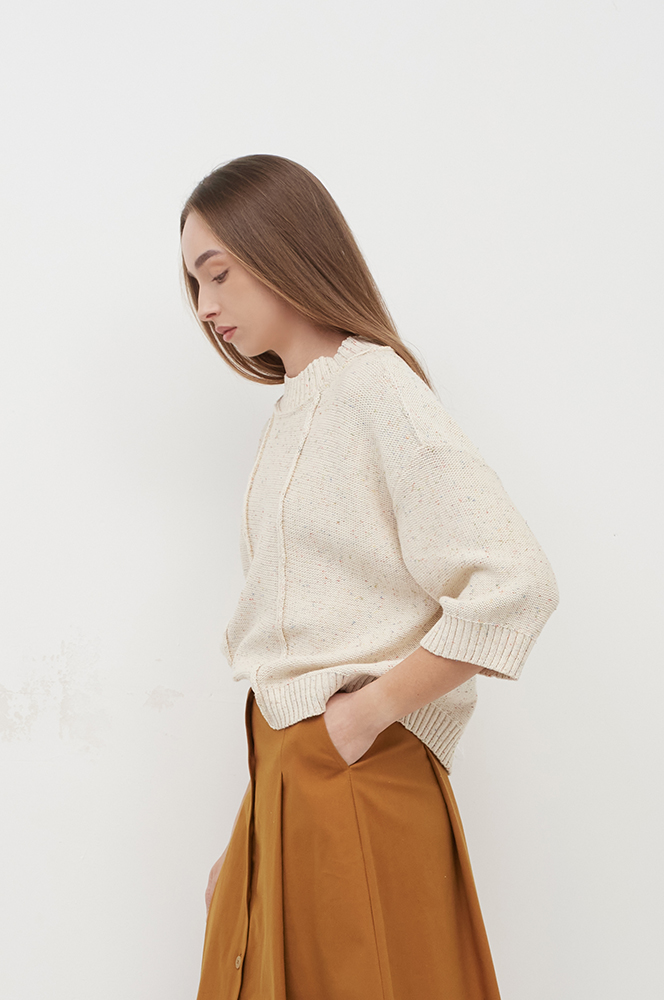 Футболка бавовна айворі твід в'язана (ФТ 07/1)